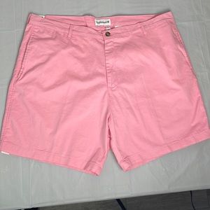 Saddlebred pink flat front shorts mens 42 waist 7 in. comfort flex waistband